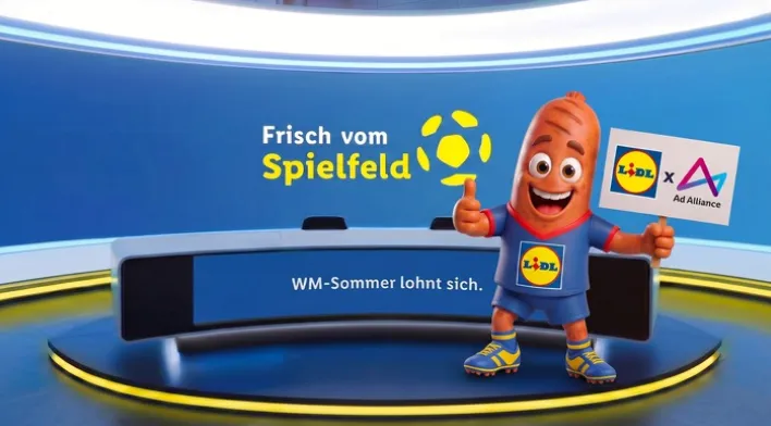 KI-Avatar von Lidl in virtuellem Nachrichtenstudio für Echtzeit-Marketing zur Fußball-Weltmeisterschaft